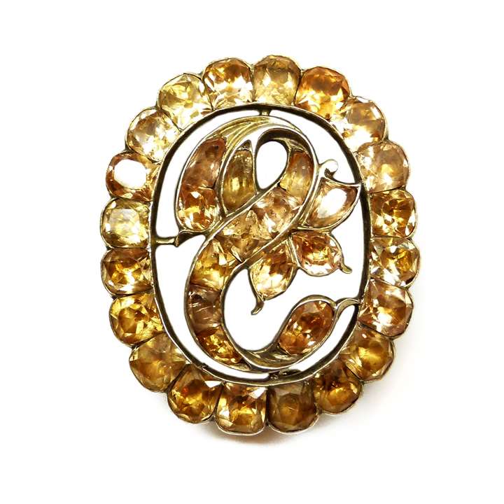 18th century orange topaz oval cluster brooch, Iberian